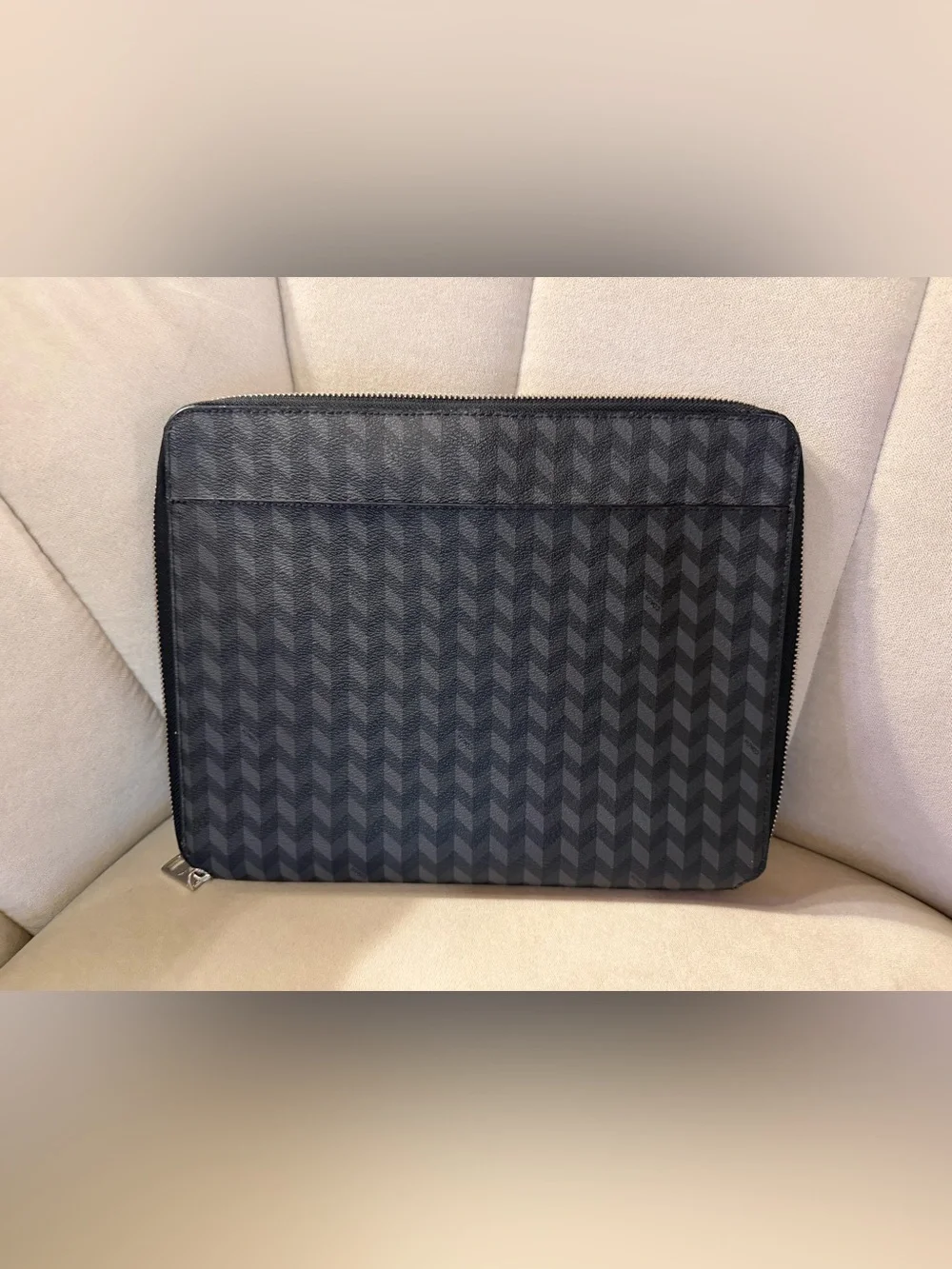 Coach Zip Around Tech/iPad Portfolio Case, Black Herringbone (New)